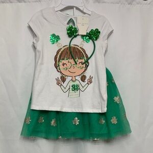 NWT Max Studio Girls St. Patrick’s Day 3pc Set - Tee, Tutu & Headband Sz 7/8